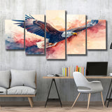 Bald Eagle Flying Water Color Painting Art, Multi Panel,Mixed Canvas Print Wall Art Decor