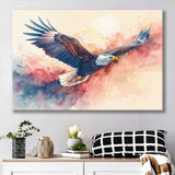 Bald Eagle Flying Water Color Painting Art, Art Print, Canvas Print Wall Art Home Decor
