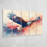Bald Eagle Flying Water Color Painting Art, Extra Large Canvas, Canvas Print Wall Art Decor