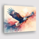 Bald Eagle Flying Water Color Painting Art, Art Print, Canvas Print Wall Art Home Decor