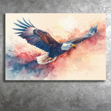 Bald Eagle Flying Water Color Painting Art, Art Print, Canvas Print Wall Art Home Decor