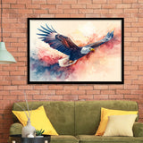 Bald Eagle Flying Water Color Painting Art, Painting Art, Framed Art Print Wall Art Home Decor