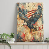 Bald Eagle Flying With American Flag Painting, Canvas Prints Wall Art Decor, Painting Canvas