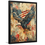 Bald Eagle Flying With American Flag Painting, Framed Art Prints Wall Art Decor, Framed Picture Print