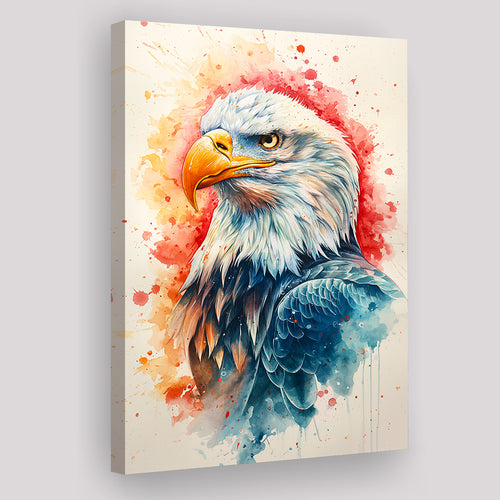 Bald Eagle Head Portrait Watercolor Painting Colorful, Canvas Prints Wall Art Decor, Painting Canvas