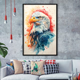 Bald Eagle Head Portrait Watercolor Painting Colorful, Framed Art Prints Wall Art Decor, Framed Picture Print