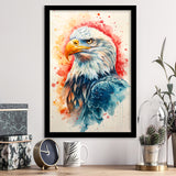 Bald Eagle Head Portrait Watercolor Painting Colorful, Framed Art Prints Wall Art Decor, Framed Picture Print