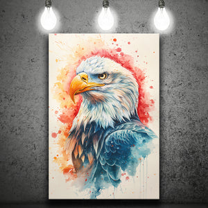 Bald Eagle Head Portrait Watercolor Painting Colorful, Canvas Prints Wall Art Decor, Painting Canvas