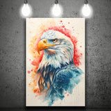 Bald Eagle Head Portrait Watercolor Painting Colorful, Canvas Prints Wall Art Decor, Painting Canvas