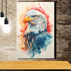 Bald Eagle Head Portrait Watercolor Painting Colorful, Canvas Prints Wall Art Decor, Painting Canvas