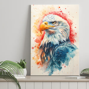 Bald Eagle Head Portrait Watercolor Painting Colorful, Canvas Prints Wall Art Decor, Painting Canvas