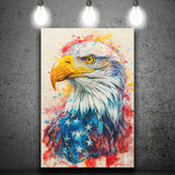 Bald Eagle Painting Mixed American Flag, Canvas Prints Wall Art Decor, Painting Canvas