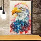 Bald Eagle Painting Mixed American Flag, Canvas Prints Wall Art Decor, Painting Canvas