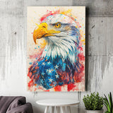 Bald Eagle Painting Mixed American Flag, Canvas Prints Wall Art Decor, Painting Canvas