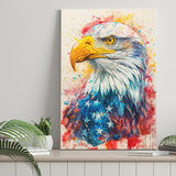 Bald Eagle Painting Mixed American Flag, Canvas Prints Wall Art Decor, Painting Canvas