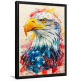 Bald Eagle Painting Mixed American Flag, Framed Art Prints Wall Art Decor, Framed Picture Print