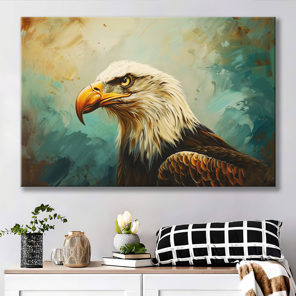 Bald Eagle Portraint Painting Art, Canvas Print Wall Art Home Decor, Painting Canvas Art Print
