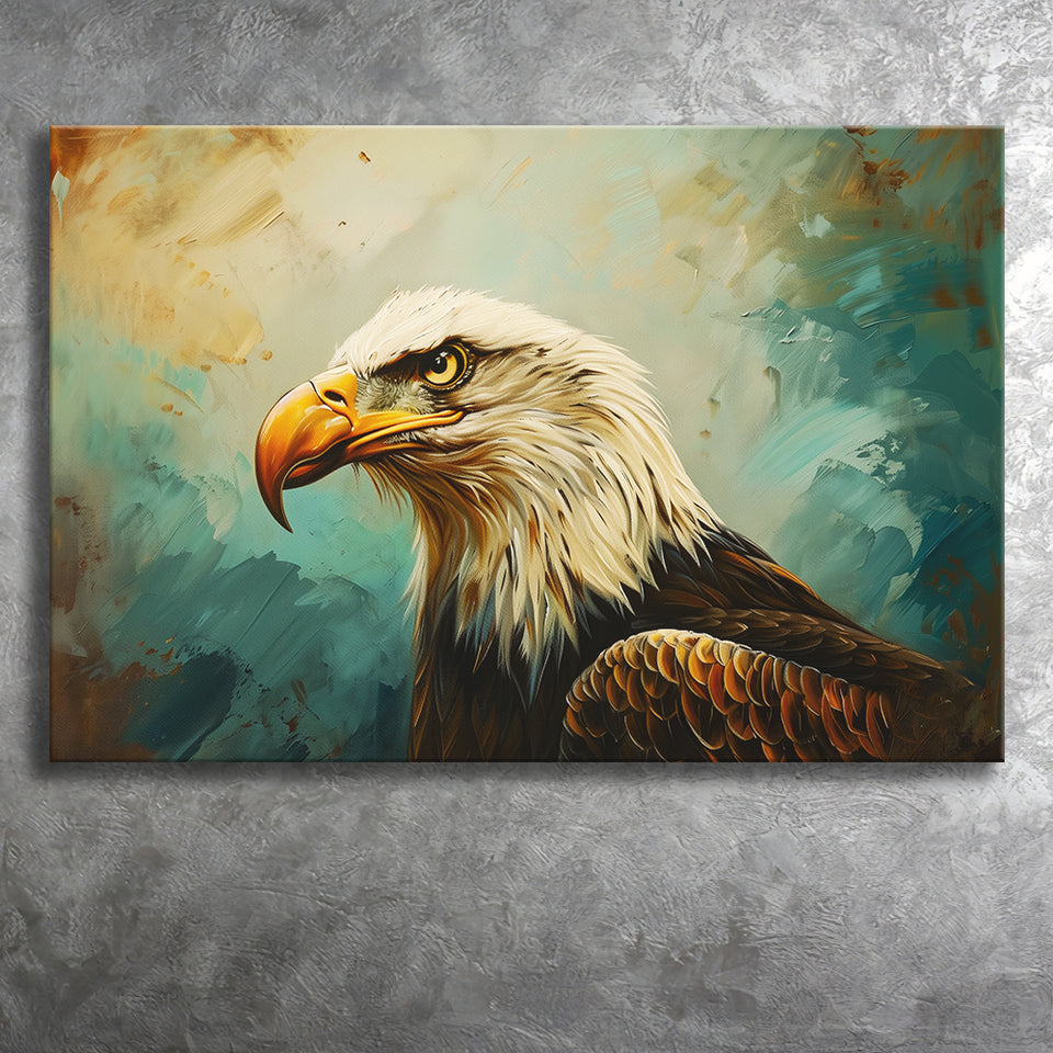 Bald Eagle Portraint Painting Art, Canvas Print Wall Art Home Decor, Painting Canvas Art Print