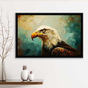 Bald Eagle Portraint Painting Art, Framed Canvas Print Wall Art Decor, Floating Frame Painting Canvas