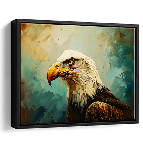 Bald Eagle Portraint Painting Art, Framed Canvas Print Wall Art Decor, Floating Frame Painting Canvas