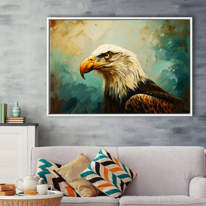 Bald Eagle Portraint Painting Art, Framed Canvas Print Wall Art Decor, Floating Frame Painting Canvas