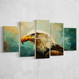 Bald Eagle Portraint Painting Art, Mixed 5 Panel Canvas Print Wall Art Home Decor, Large Canvas Painting