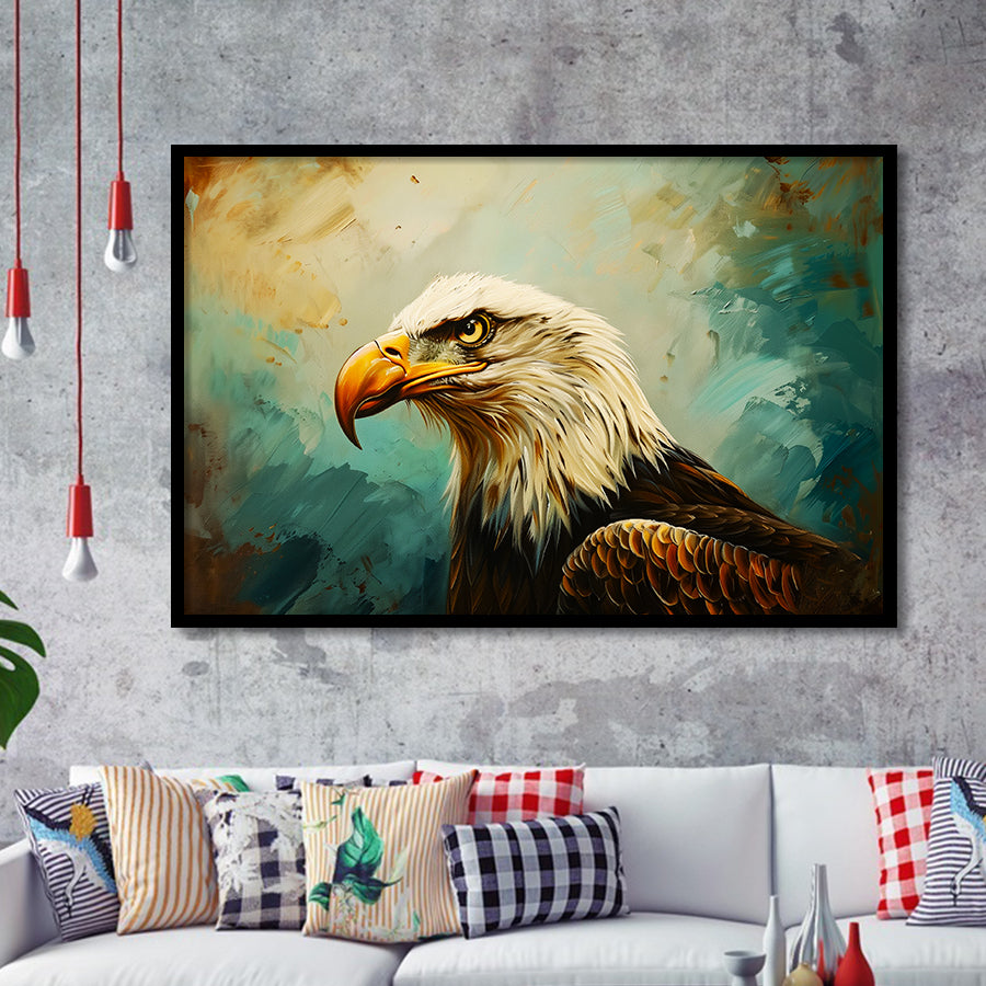Bald Eagle Portraint Painting Art, Framed Art Print Wall Decor, Picture Framed Painting Art