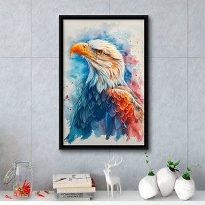 Bald Eagle Portrait Head Watercolor Painting, Framed Canvas Prints Wall Art Decor, Floating Frame