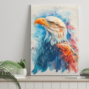 Bald Eagle Portrait Head Watercolor Painting, Canvas Prints Wall Art Decor, Painting Canvas