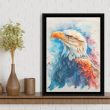 Bald Eagle Portrait Head Watercolor Painting, Framed Canvas Prints Wall Art Decor, Floating Frame