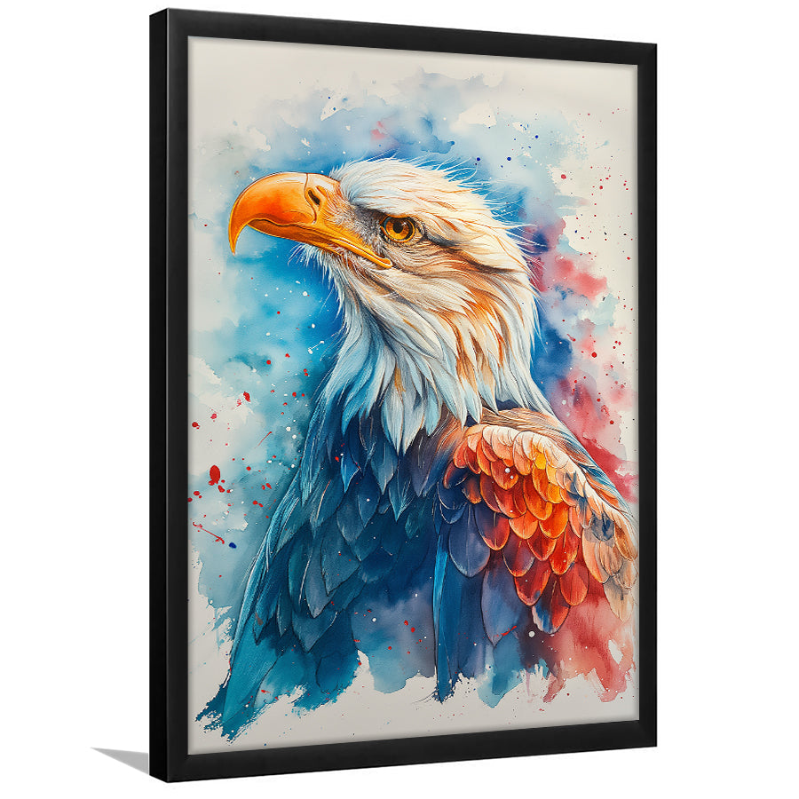 Bald Eagle Portrait Head Watercolor Painting, Framed Art Prints Wall Art Decor, Framed Picture Print