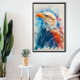 Bald Eagle Portrait Head Watercolor Painting, Framed Canvas Prints Wall Art Decor, Floating Frame