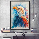 Bald Eagle Portrait Head Watercolor Painting, Framed Art Prints Wall Art Decor, Framed Picture Print