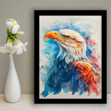 Bald Eagle Portrait Head Watercolor Painting, Framed Art Prints Wall Art Decor, Framed Picture Print