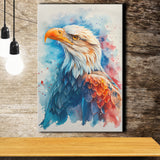 Bald Eagle Portrait Head Watercolor Painting, Canvas Prints Wall Art Decor, Painting Canvas