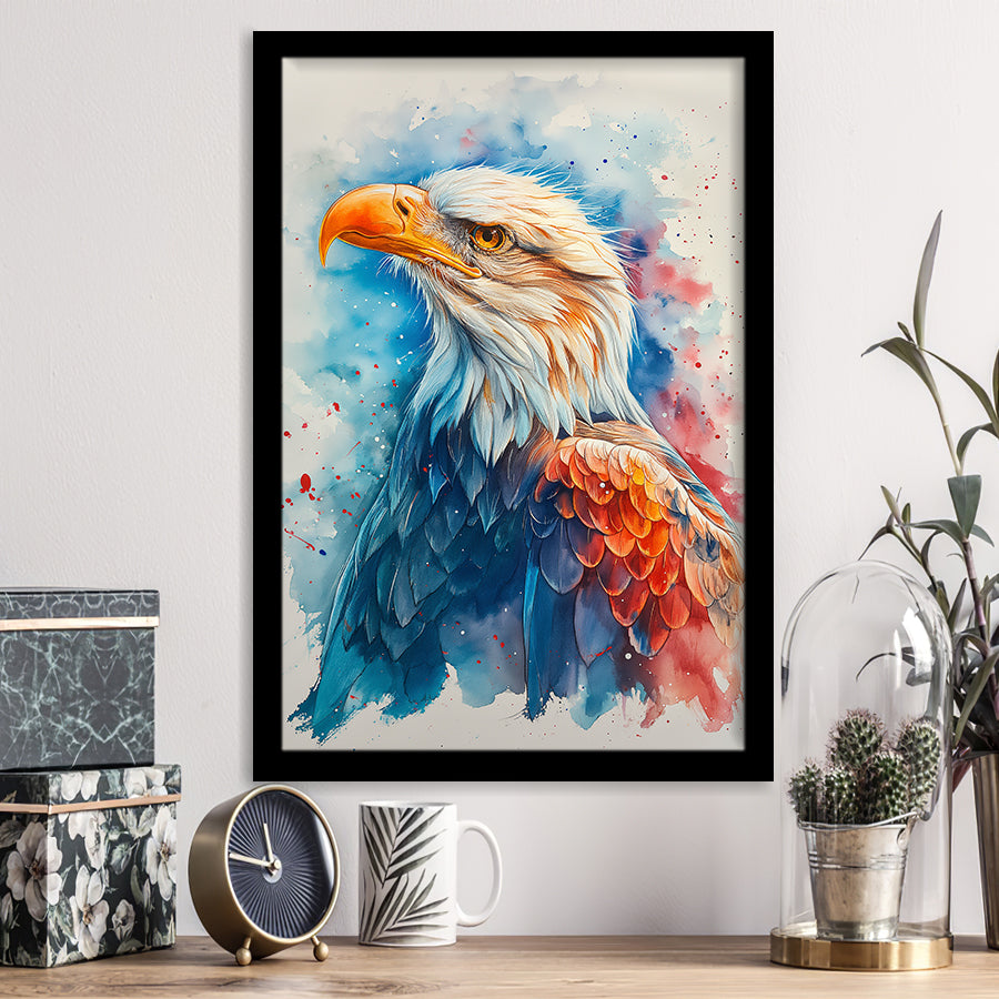 Bald Eagle Portrait Head Watercolor Painting, Framed Art Prints Wall Art Decor, Framed Picture Print