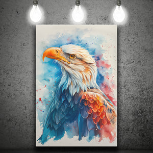 Bald Eagle Portrait Head Watercolor Painting, Canvas Prints Wall Art Decor, Painting Canvas