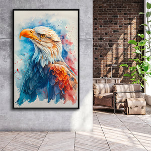 Bald Eagle Portrait Head Watercolor Painting, Framed Canvas Prints Wall Art Decor, Floating Frame