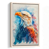 Bald Eagle Portrait Head Watercolor Painting, Framed Canvas Prints Wall Art Decor, Floating Frame