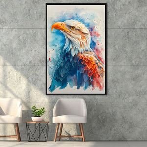 Bald Eagle Portrait Head Watercolor Painting, Framed Canvas Prints Wall Art Decor, Floating Frame