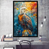 Bald Eagle Standing Art Watercolor Mixed Color, Framed Art Prints Wall Art Decor, Framed Picture Print