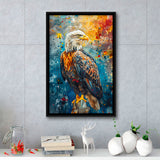 Bald Eagle Standing Art Watercolor Mixed Color, Framed Canvas Prints Wall Art Decor, Floating Frame