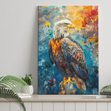Bald Eagle Standing Art Watercolor Mixed Color, Canvas Prints Wall Art Decor, Painting Canvas