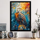Bald Eagle Standing Art Watercolor Mixed Color, Framed Art Prints Wall Art Decor, Framed Picture Print