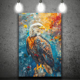 Bald Eagle Standing Art Watercolor Mixed Color, Canvas Prints Wall Art Decor, Painting Canvas