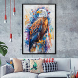 Bald Eagle Standing Colorful Watercolor Painting, Framed Art Prints Wall Art Decor, Framed Picture Print