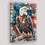 Bald Eagle Standing With American Flag Painting, Canvas Prints Wall Art Decor, Painting Canvas