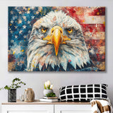 Bald Eagle  and American Flag Painting, Art Print, Canvas Print Wall Art Home Decor
