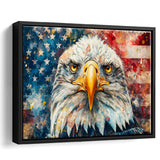 Bald Eagle  and American Flag Painting, Floating Frame, Framed Canvas Print Wall Art Home Decor