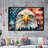 Bald Eagle  and American Flag Painting, Painting Art, Framed Art Print Wall Art Home Decor